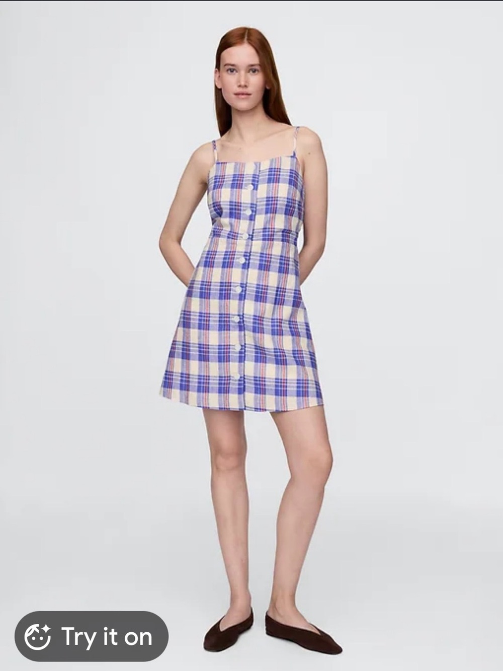 GAP linen-blend tie-back mini dress